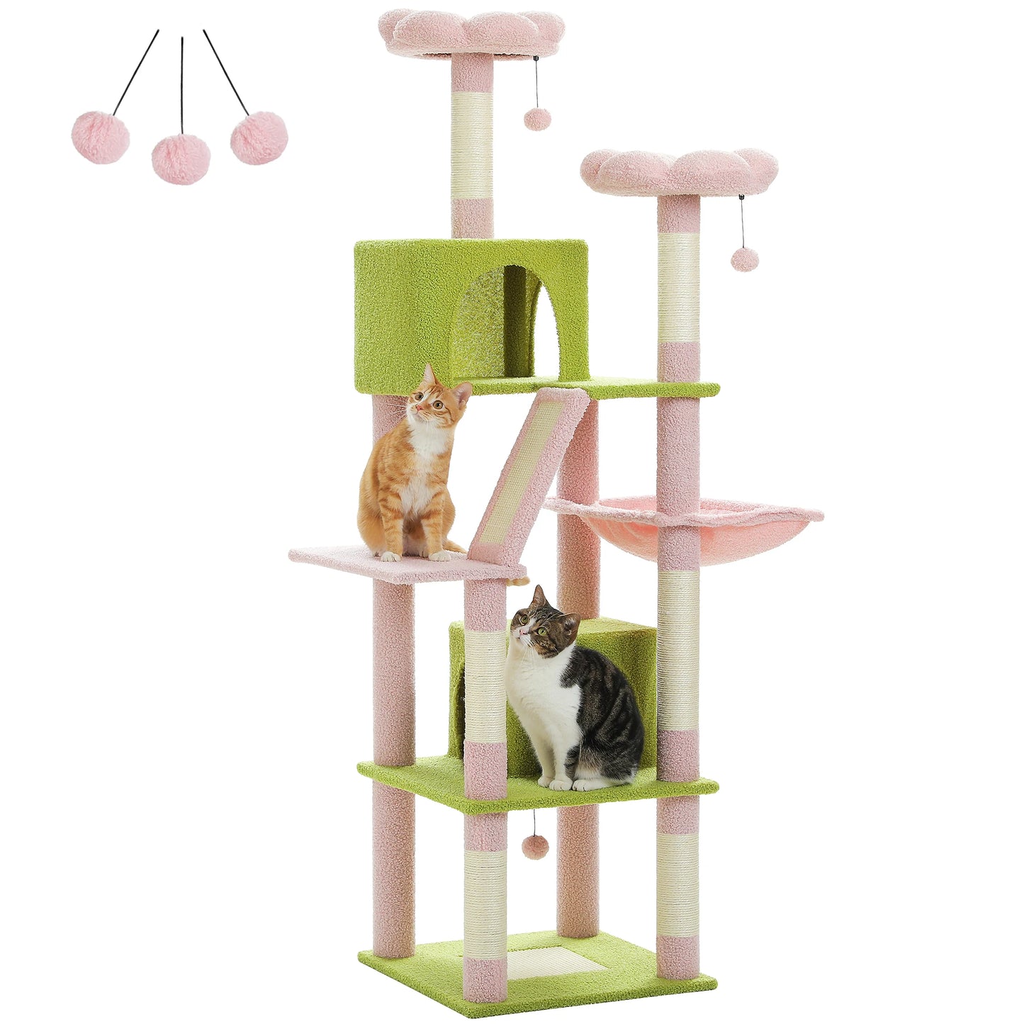 Large Multi-Level Cat Tree with Plush Condos, Perches & Caves