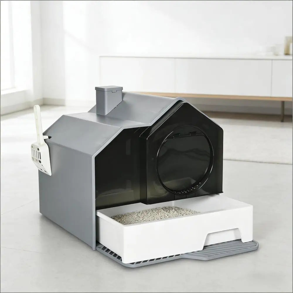 Easy-to-Clean Hooded Cat Litter Box