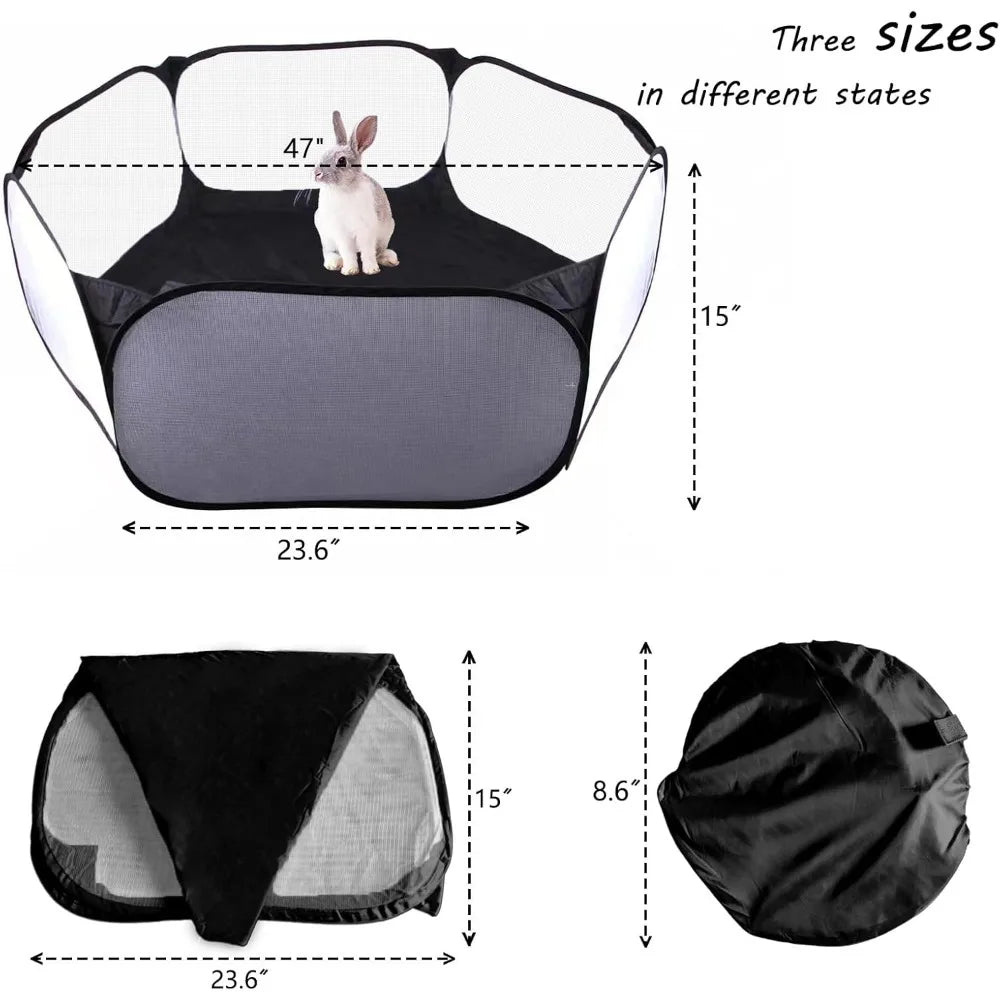 Small Animals Playpen, Portable Pop-up Open Interactive Pet Tent, Indoor Outdoor Fence for Rabbits, Guinea Pig, Hamster, Chinchillas, Kittens, Puppies
