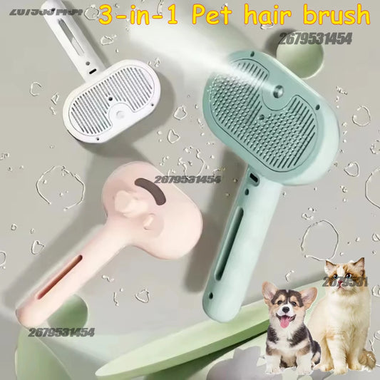 3-in-1 Steam Spray Pet Grooming Brush & Hair Remover - front view