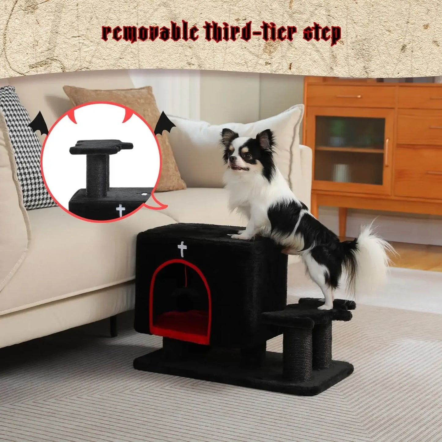 3-in-1 Pet Stairs & Cat Scratching Post - Steps for High Beds, Sofa, Couch, 3-Tier Tower with Sisal Pad for Small Pets