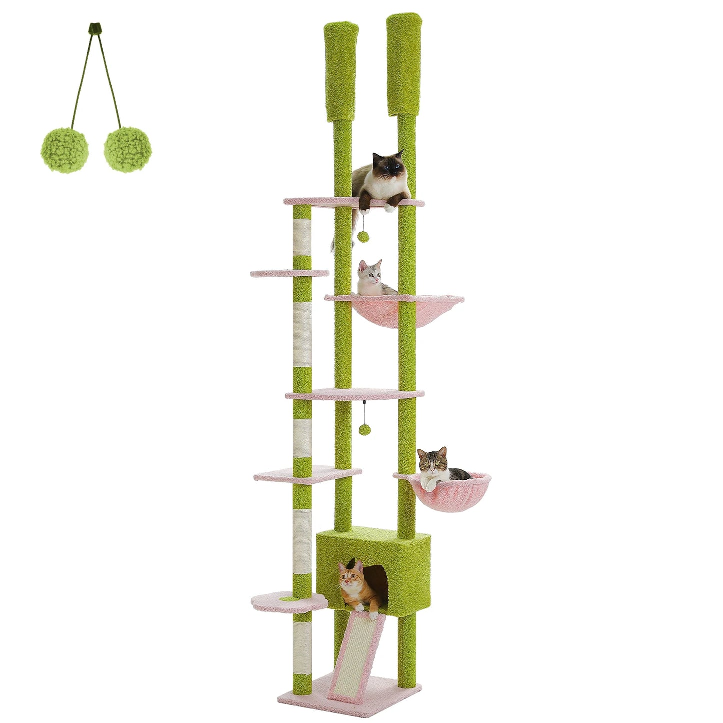 Cactus Floor-to-Ceiling Cat Tree with Condo & Hammock