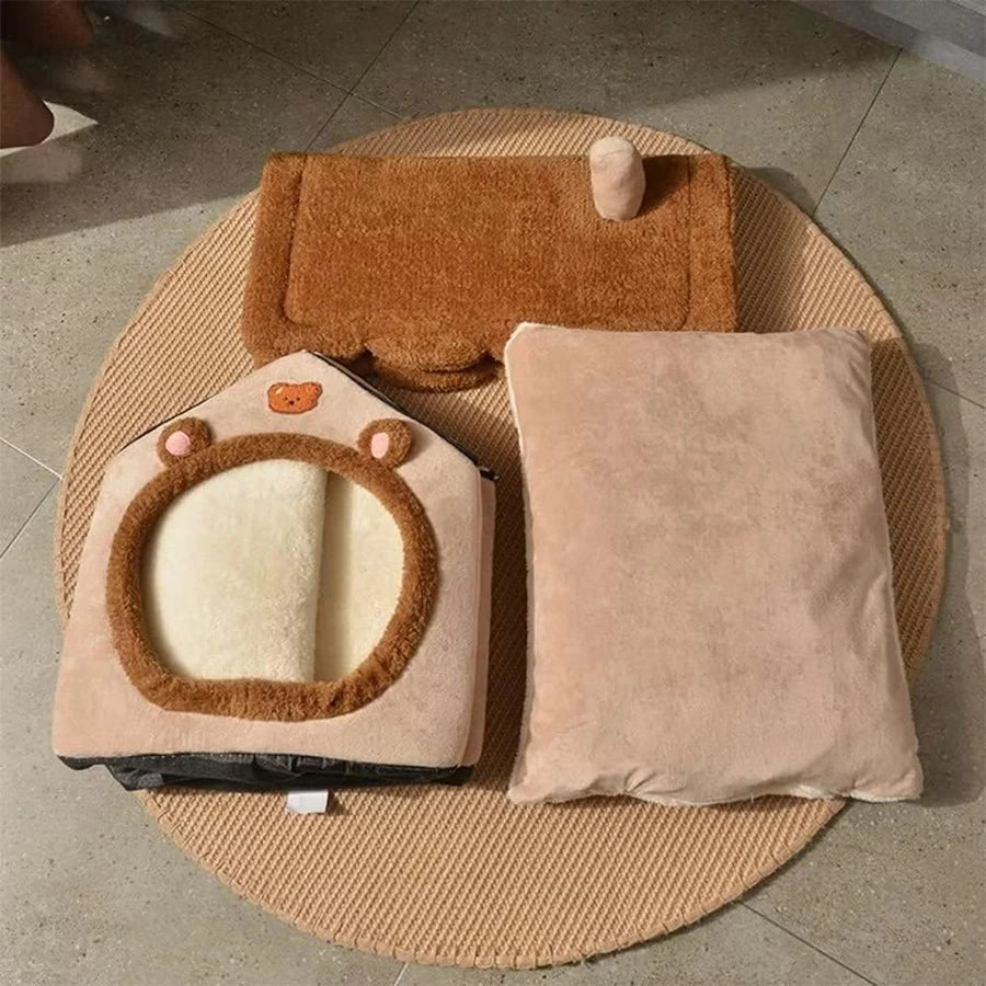 Foldable Washable Cat House & Cave Bed for Small Pets