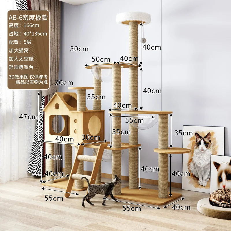 Multi-Level Cat Tree Tower with Plush Hammock & Scratching Posts