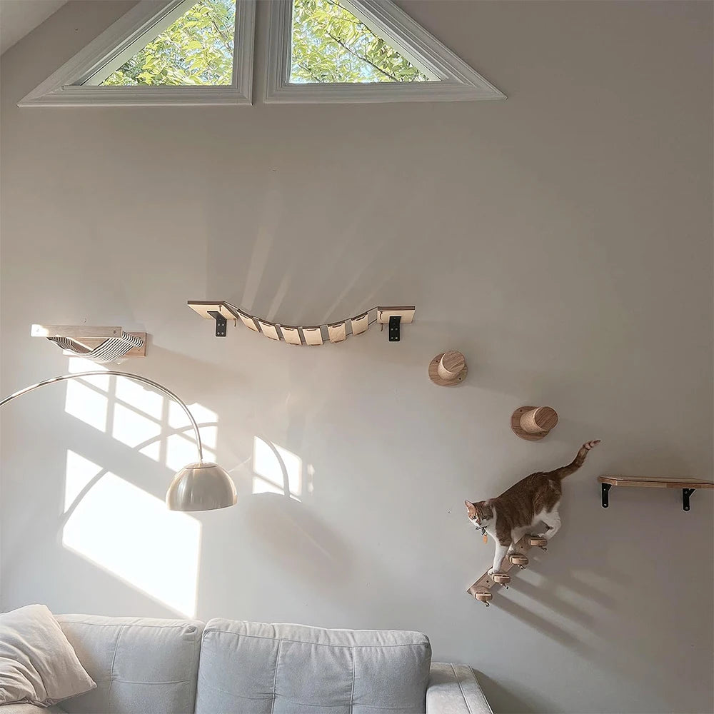 Wall-Mounted Cat Climbing Shelf with Sisal Steps product image 5