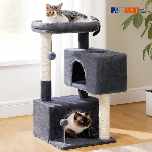 Multi-Level Cat Tree with Sisal Posts & Padded Perch - front view