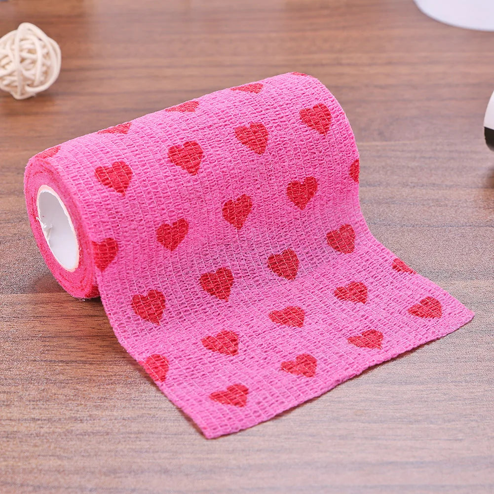 Rose Red Heart Dog Cat Medical Bandage Elastic Self-Adhesive Bandages Non-woven Practical Beautiful Elastoplast for Pets Animal