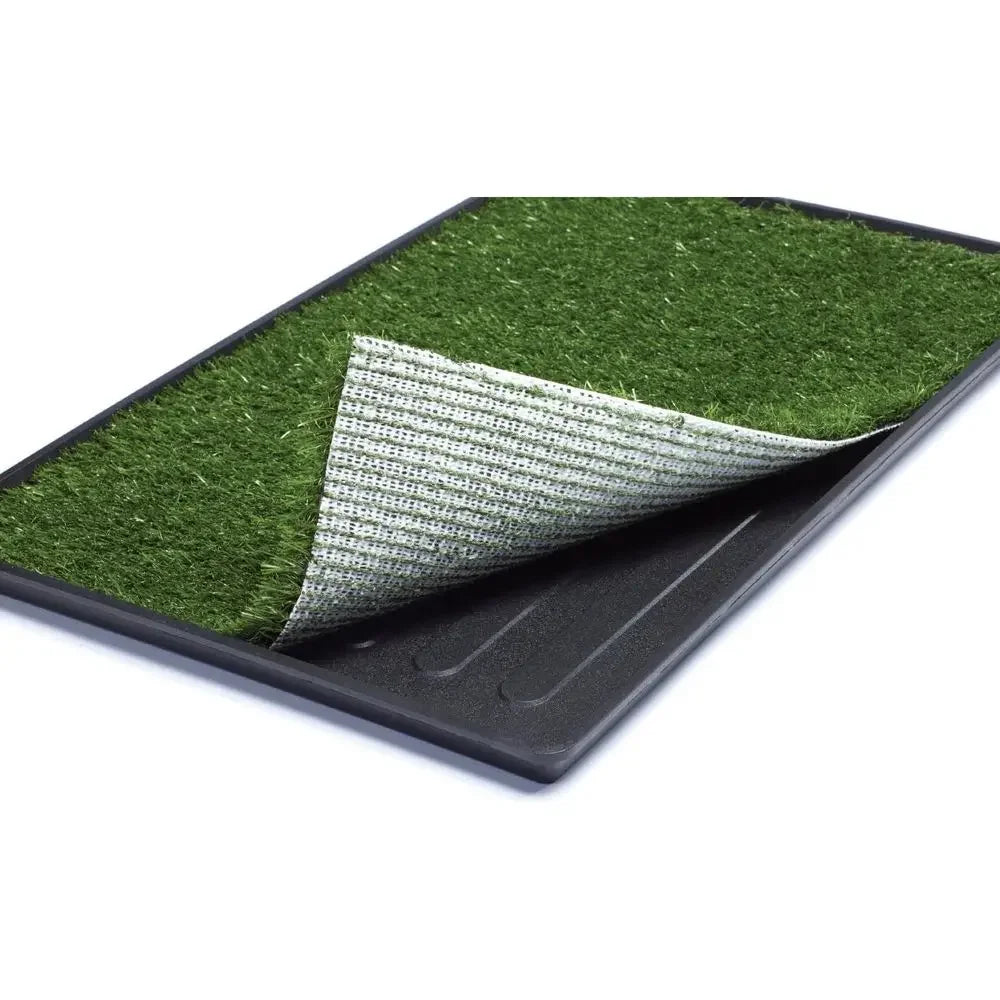 Portable Washable Artificial Grass Mat with Drain Tray for Dogs - Suitable for Indoor and Outdoor Use