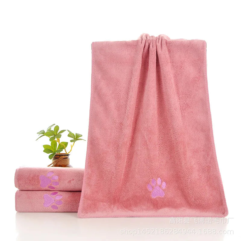 35*75cm/50*100cm Microfiber Pet Bath Towel Embroidered Super Soft Absorbent Cat for Dogs Grooming Supplies