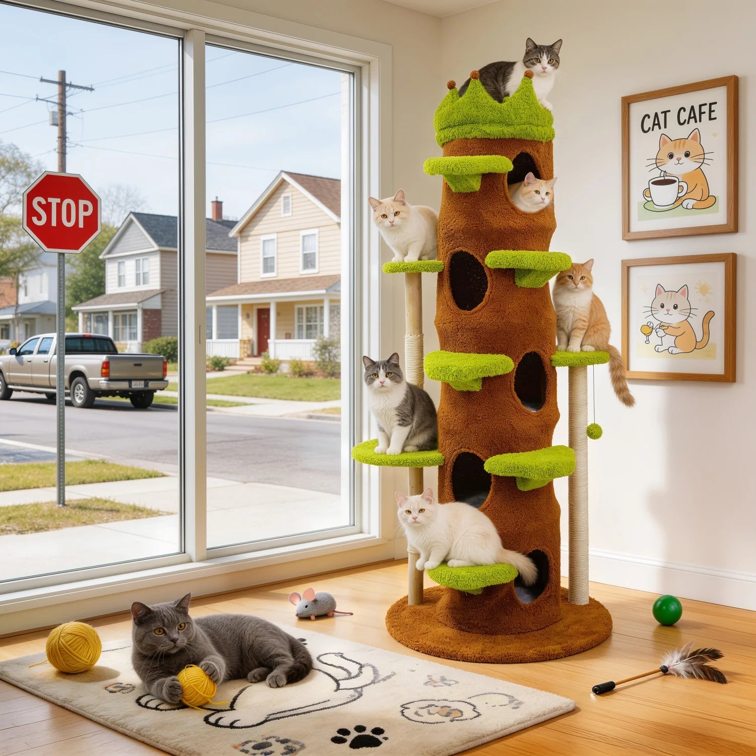 187cm Cat Tree Tower with Condo, Stairs and Perch product image 7