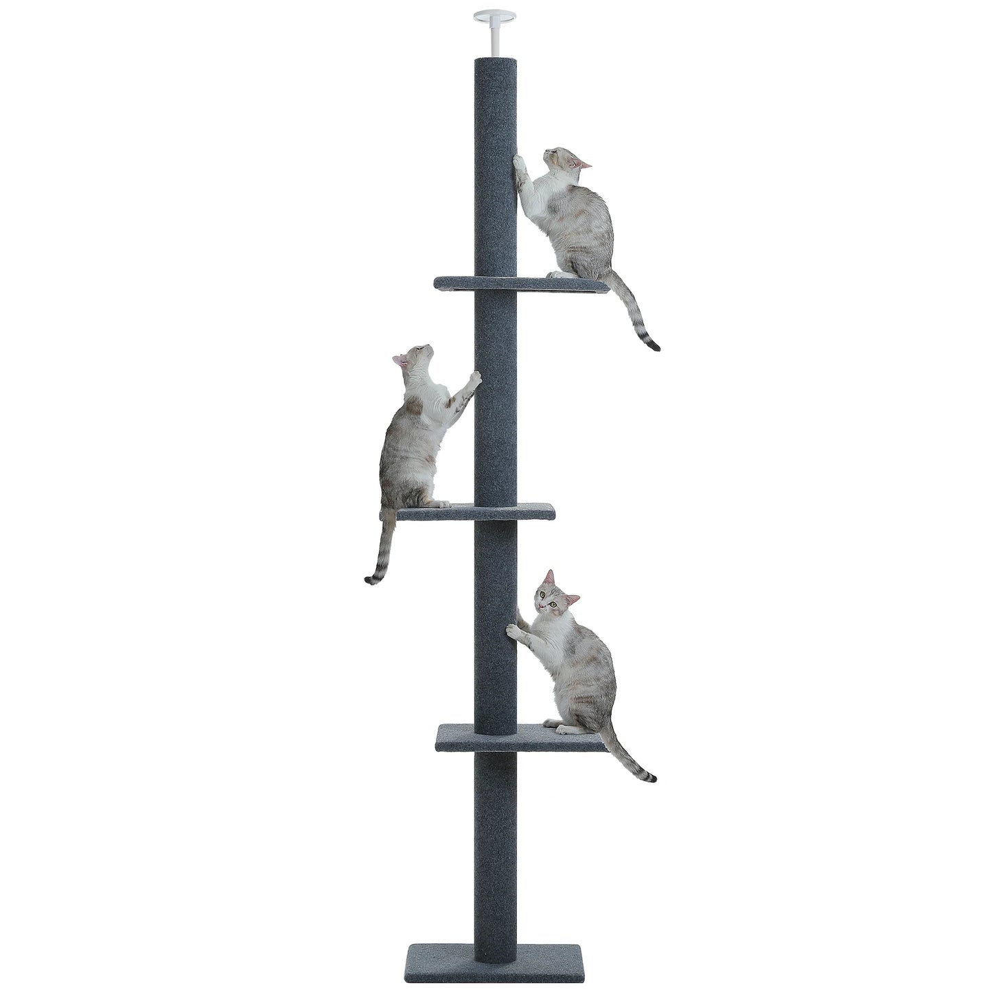 Adjustable Floor-to-Ceiling Cat Tower with Scratching Posts - front view