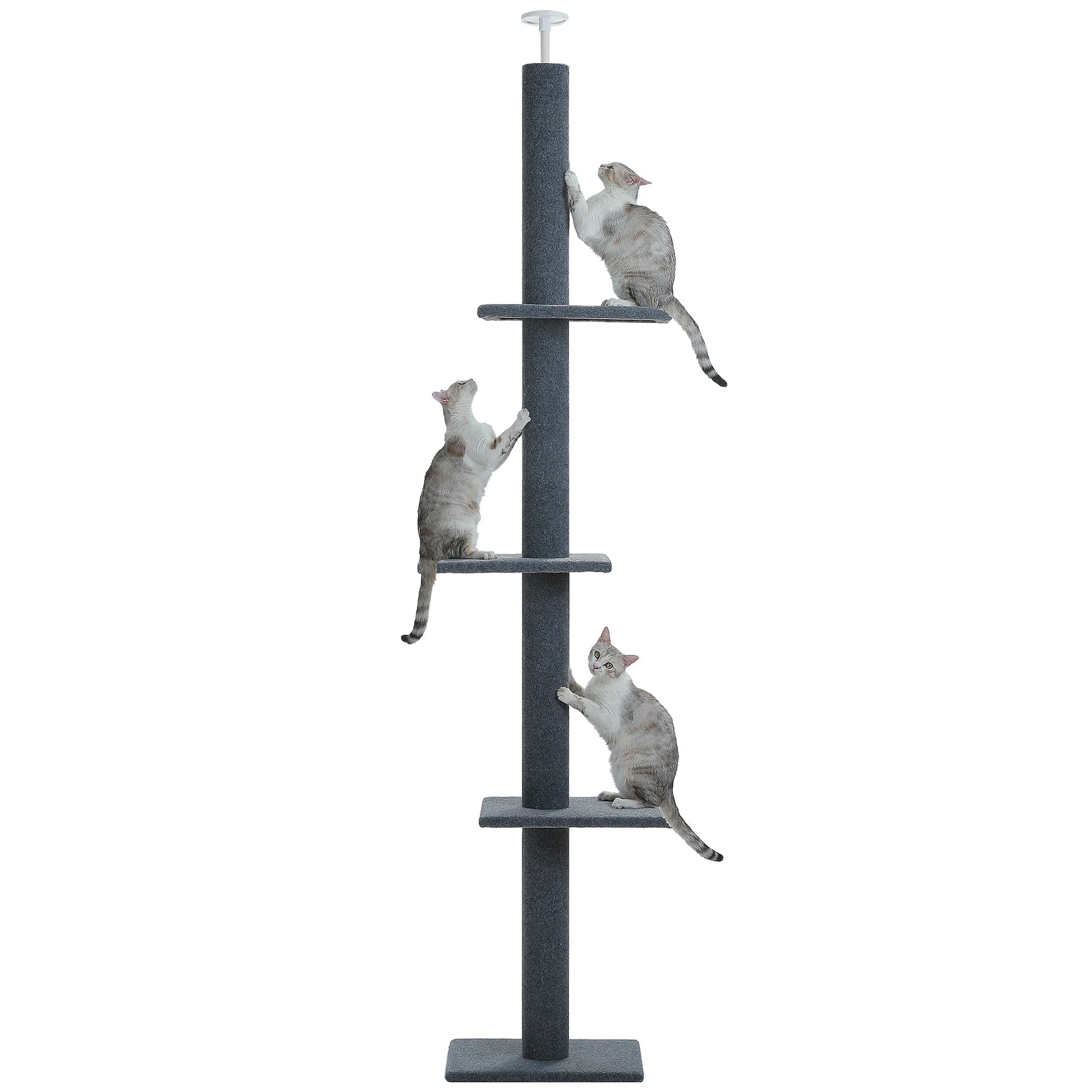 Adjustable Floor-to-Ceiling Cat Tower with Scratching Posts - front view