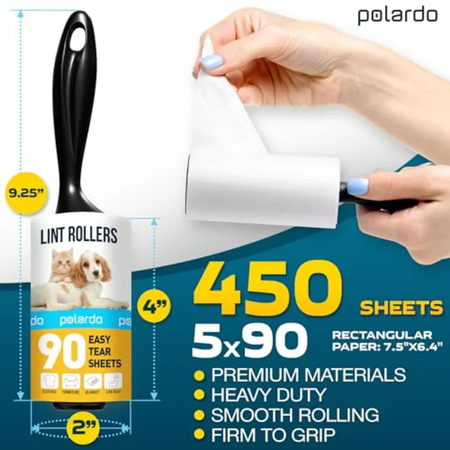 Lint Rollers for Pet Hair, White, Sticky Remover for Couch, Clothes, Furniture and Carpet, Dog and Cat Fur Remover, Animal Fuzz