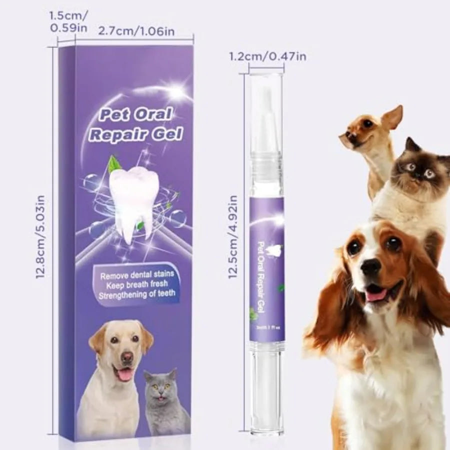 6Pcs Pet Oral Repair Gel, Dog Oral Repair Gel, Pet Breath Freshener for Cats and Dogs, Removes Tartar, Keeps Breath Fresh, Stre