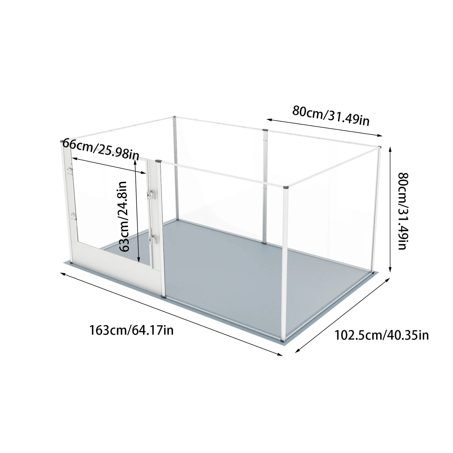Heavy-Duty Acrylic Dog Playpen with Waterproof Mat - size reference view
