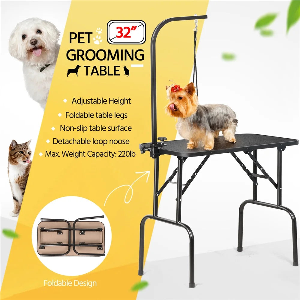 Costoffs Pet Foldable Grooming Table Dog Cat Beauty Trimming with Height Adjustable Arm Folding Legs Halloween Pet Grooming Table for Home or Professional Pet Store Uses JUYHGV