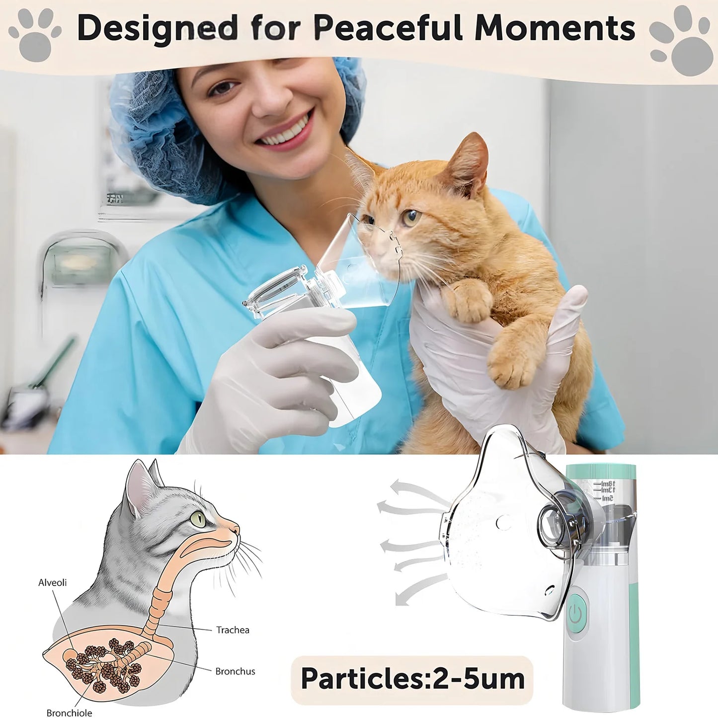 Portable Silent Pet Nebulizer & Inhaler for Animals