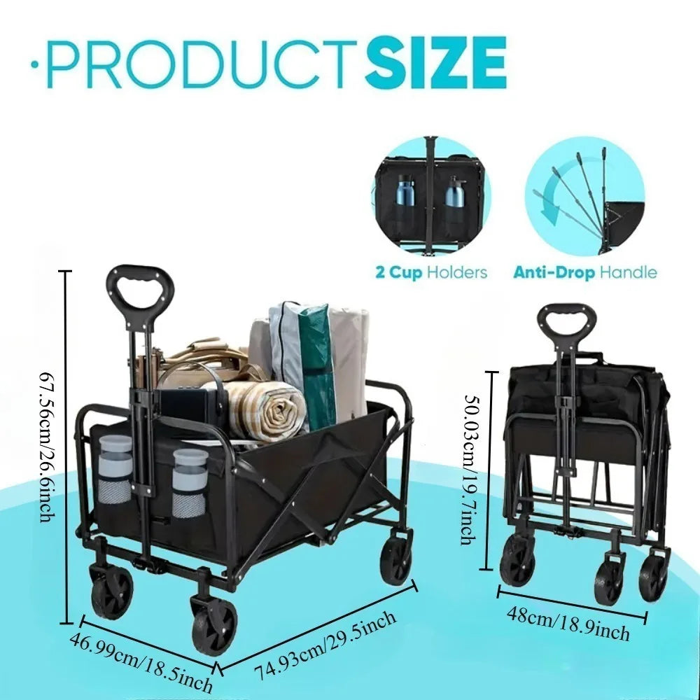 Heavy-Duty All-Terrain Folding Wagon Cart for Camping
