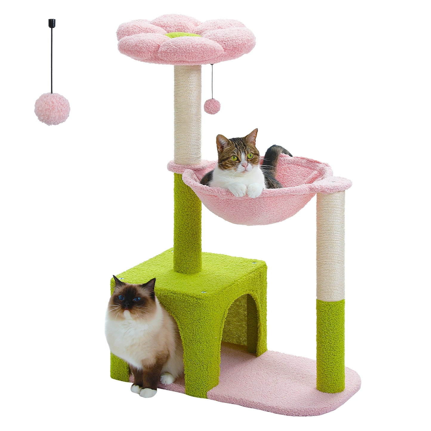 Flower Cat Tree with Metal Frame Hammock & Sisal Posts