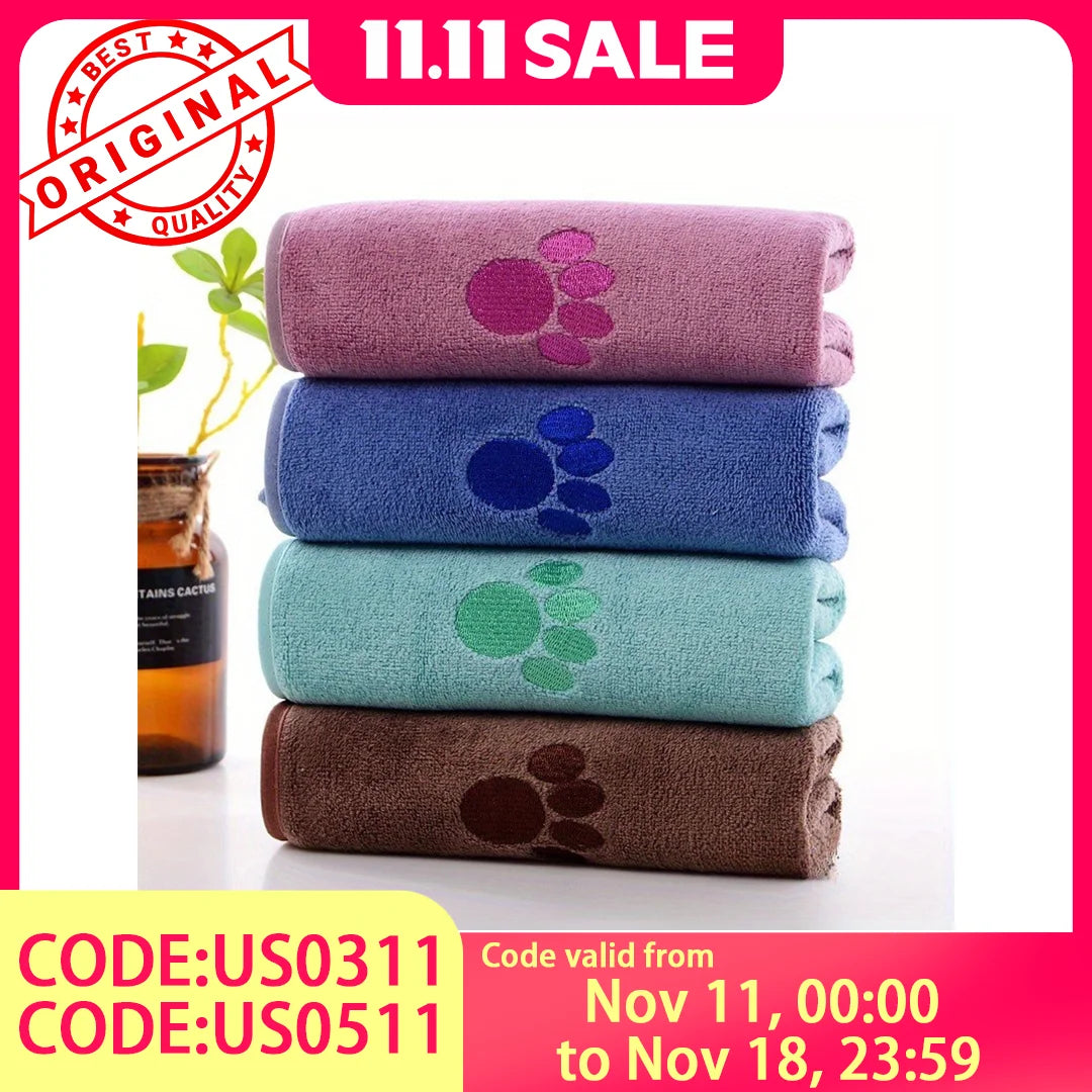 Super-Absorbent Microfiber Pet Bath Towel, Soft & Quick-Dry - front view