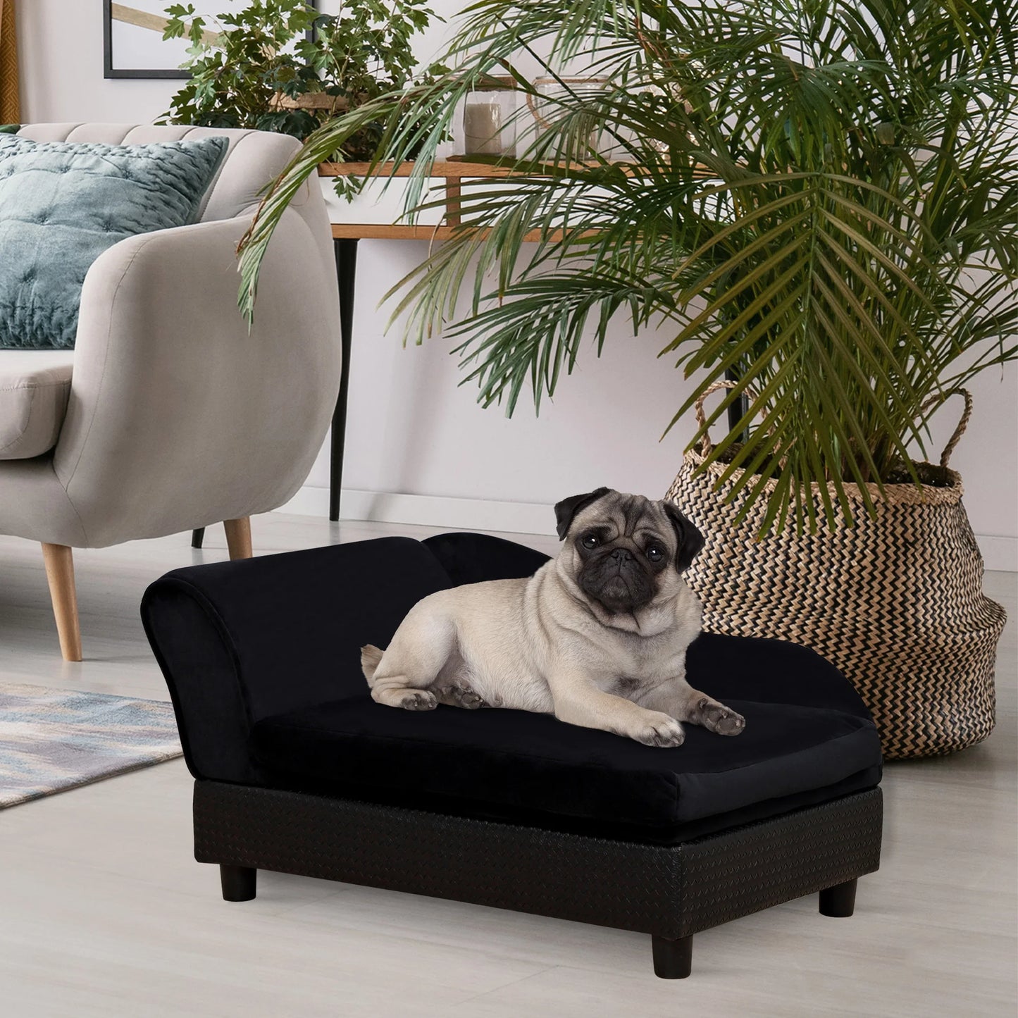 Pet Sofa Bed Couch with Storage, Pet Sofa for Cats and Small Dogs, Black