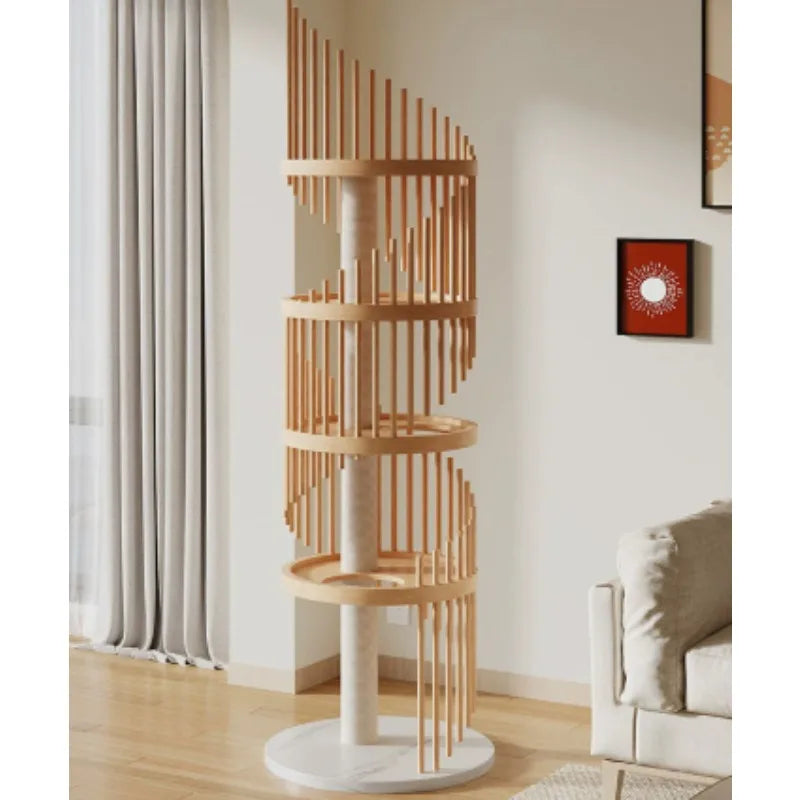 Luxury Wooden Cat Condo Tower with Sisal Climbing Posts