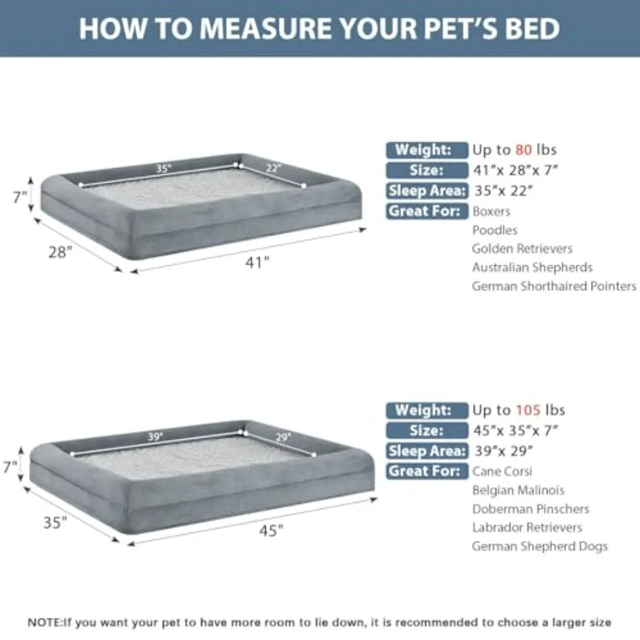 XL Extra Large Dog Bed, Washable Dog Couch with Removable Waterproof Cover, Orthopedic Large Pet Sofa Bed with Bolster Sides fo