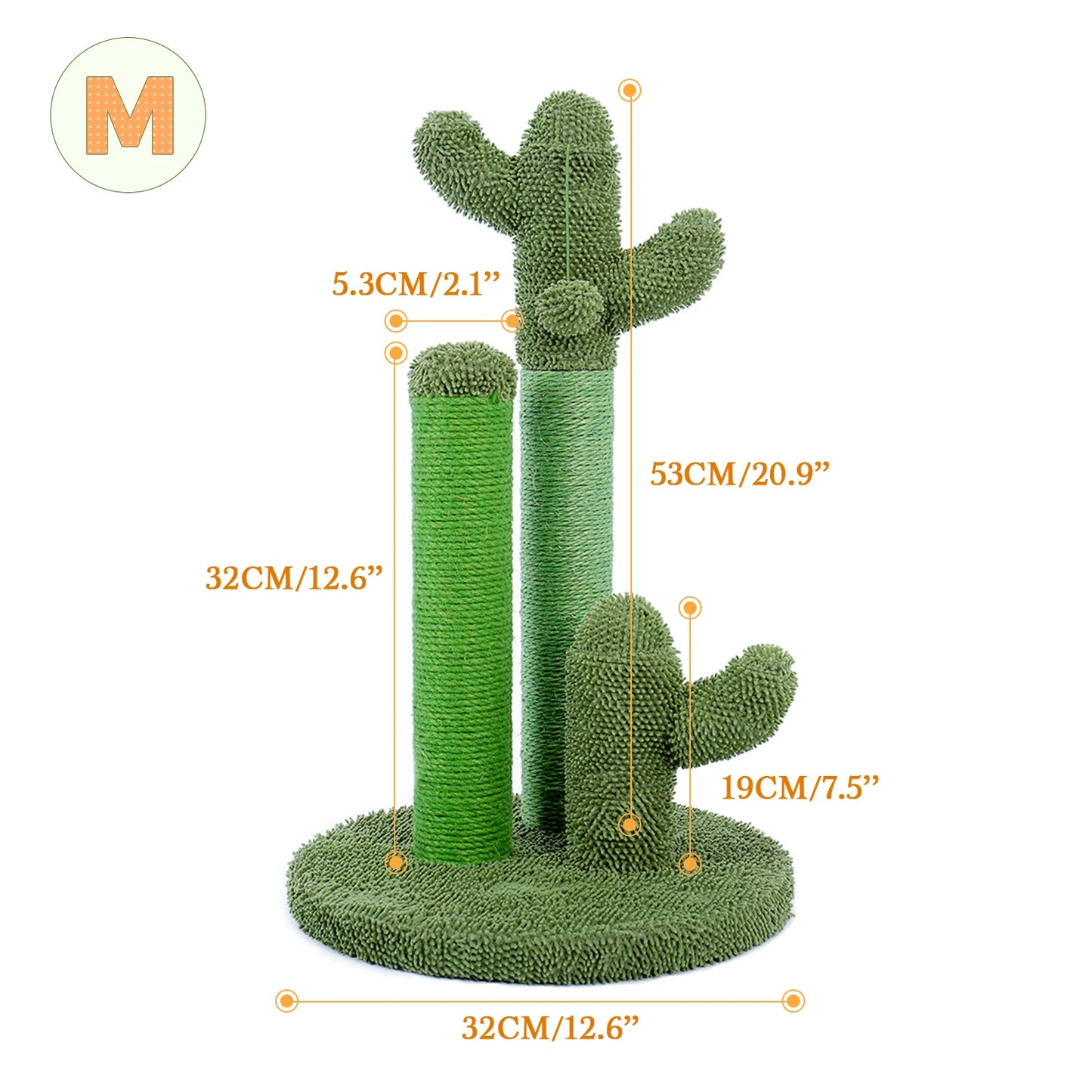 Cactus Cat Scratching Post with 3 Poles & Dangling Ball