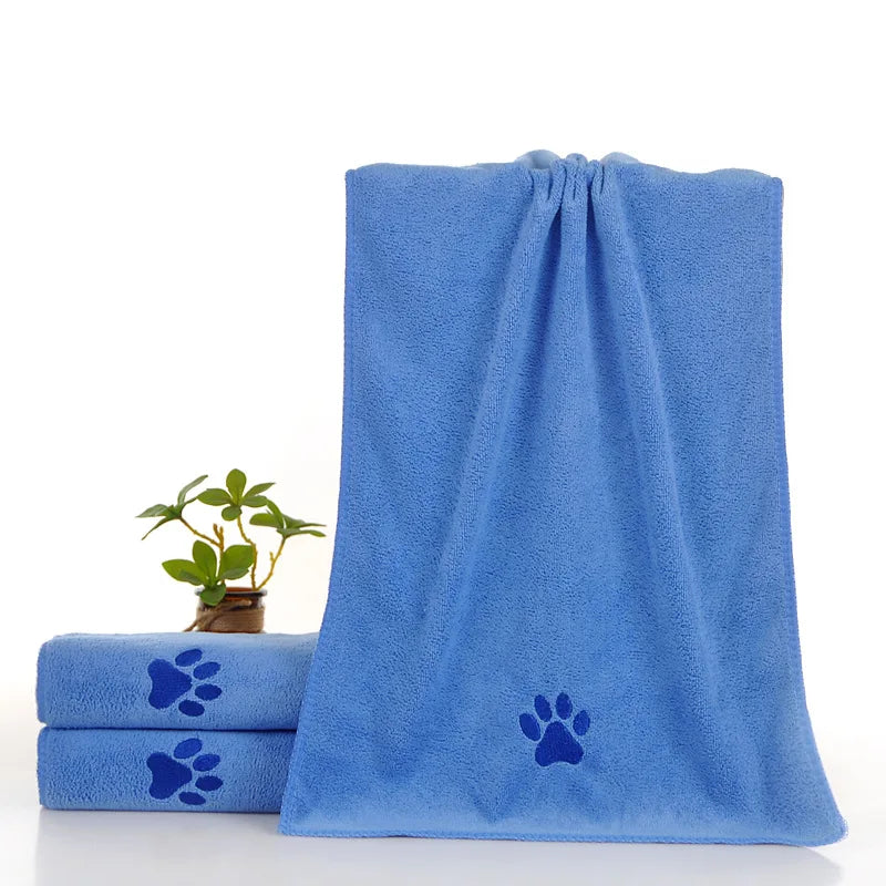 35*75cm/50*100cm Microfiber Pet Bath Towel Embroidered Super Soft Absorbent Cat for Dogs Grooming Supplies