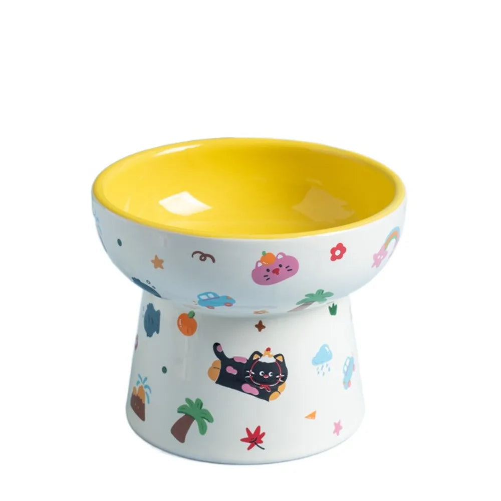 Elevated Ceramic Pet Bowl with Flat or Slanted Mouth - texture close-up