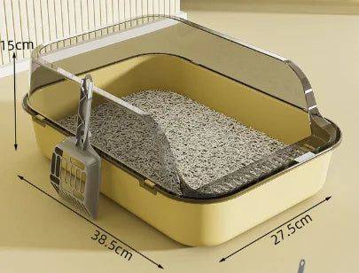 Semi-Enclosed Splashproof Cat Litter Box with High Sides