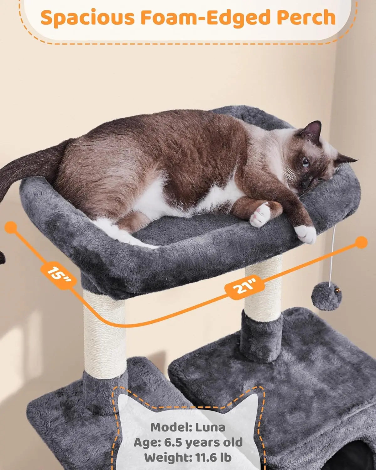 63-Inch Multi-Level Cat Tree with Scratching Posts, Hammock & Condo for Play and Sleep