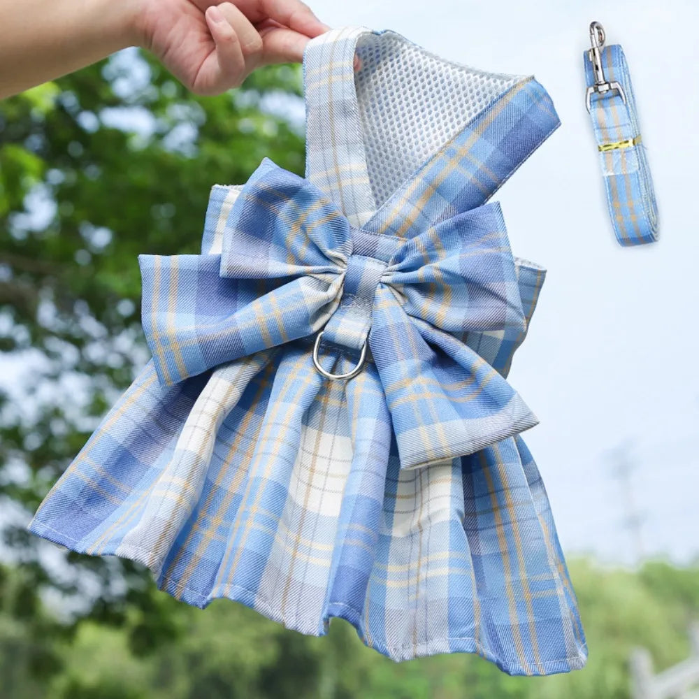 Plaid Pet Harness Dress with Leash Attachment product image 7