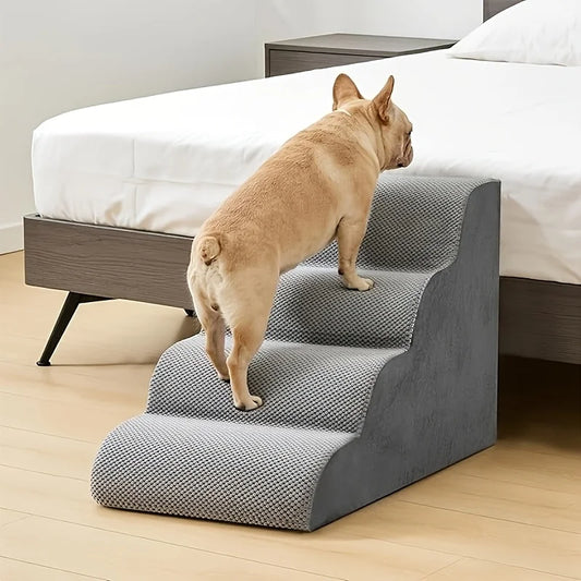 Dog Stairs Ramp Designed for Small Dogs And Cats, Featuring High-Density Foam for Puppies And Senior Cats, a Non-Slip Indoor Ladder for Couches, High Beds, Sofas, And Cars, in Grey Color JUYHGV