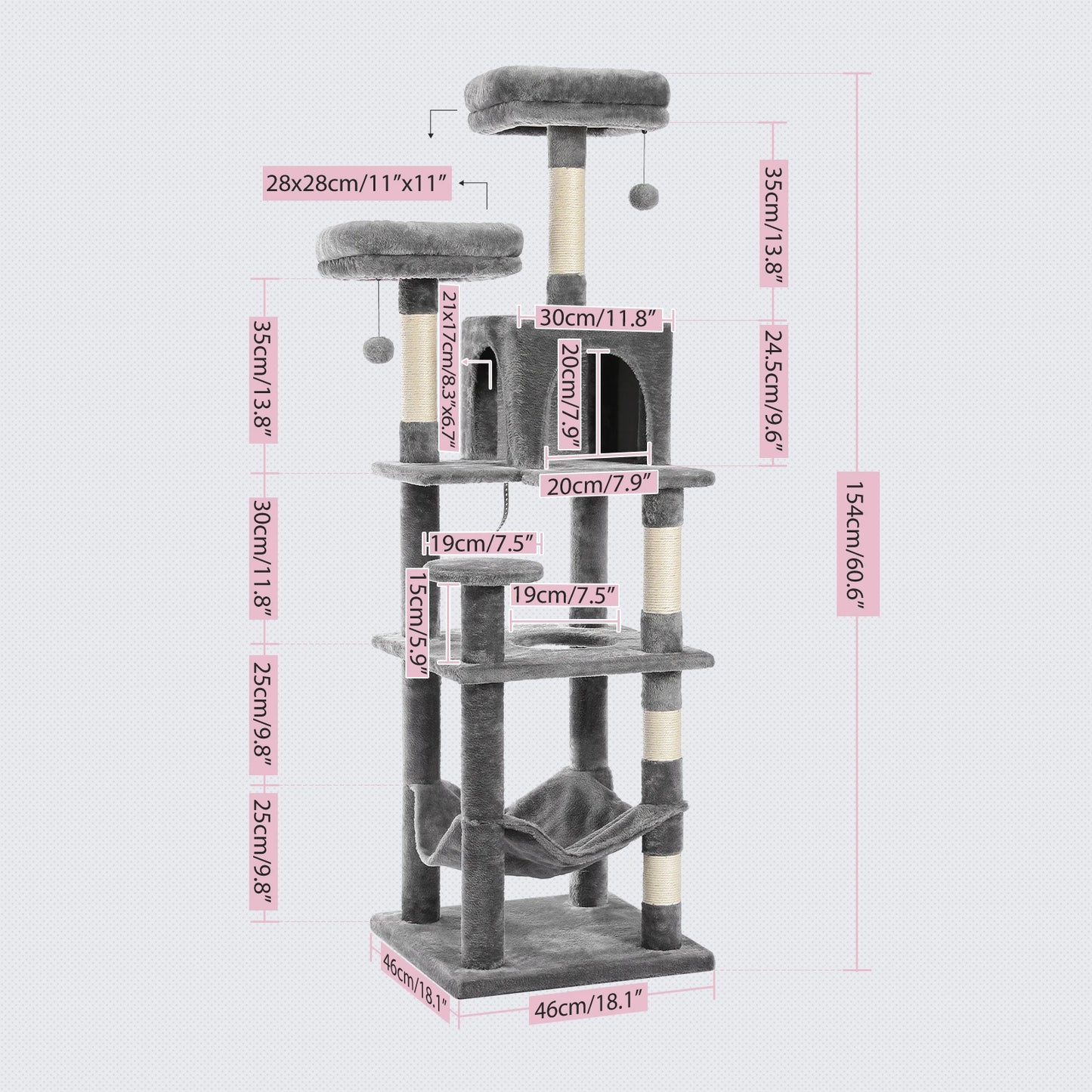 Multi-Level Cat Tree with Scratching Posts & Hammock