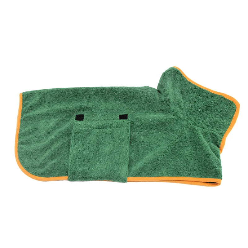 Pet Bathrobe Fast Drying Towel Microfiber Absorbent Soft Bath Robe Adjustable Towel Grooming Coat For Small Medium Large Dog