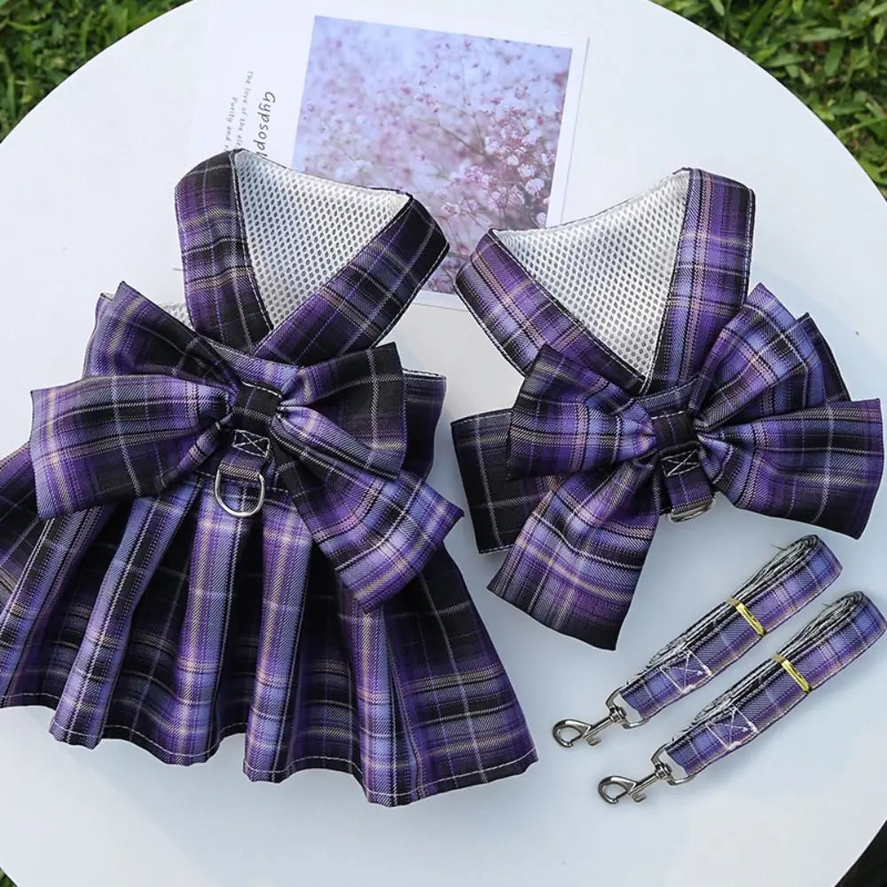 Plaid Pet Harness Dress with Leash Attachment product image 5