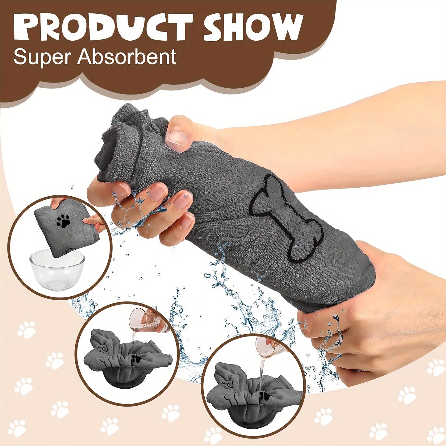 Single microfiber pet towel with powerful water absorption and quick-drying feature. Suitable for drying dogs after bathing, it can also be used as car wiping cloth, practical multi-functional daily pet supply.