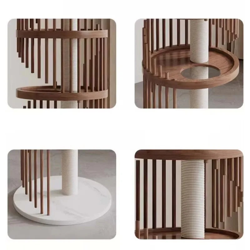 Luxury Wooden Cat Condo Tower with Sisal Climbing Posts