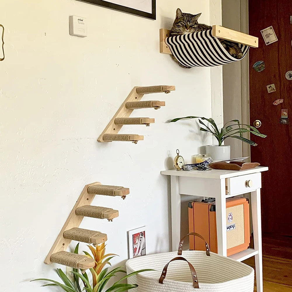 Wall-Mounted Cat Climbing Shelf with Sisal Steps product image 4