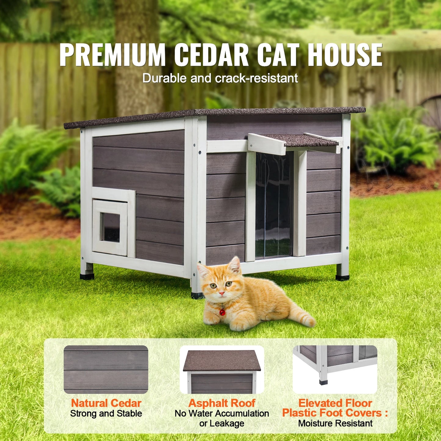 Weatherproof Insulated Outdoor Wooden Cat & Rabbit House