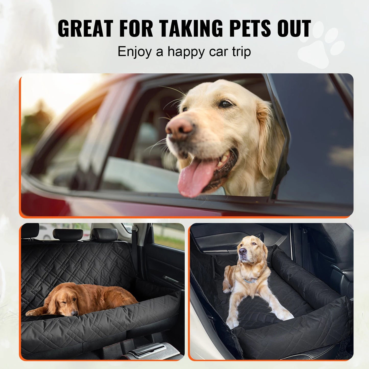 Waterproof Dog Car Booster Seat with Safety Leash