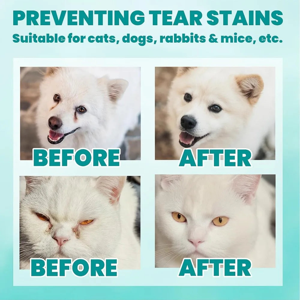 120 Count Pet Eye Wipes for Dogs & Cats, Tear Stain Remover, Unscented Grooming Wipes