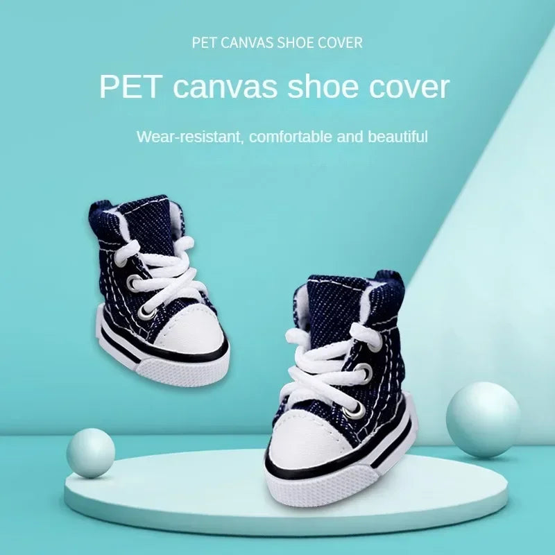 Non-Slip Denim Canvas Pet Shoes for Dogs and Cats