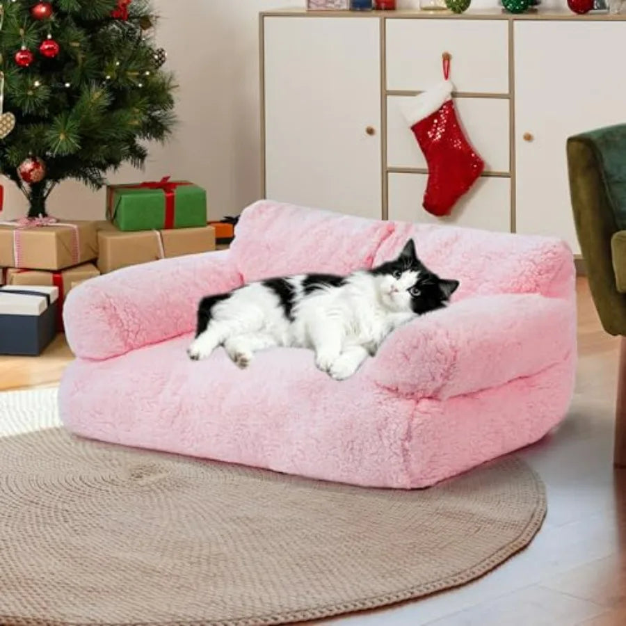 Large Cat Beds for Indoor Cats, Dog Couch Bed, Cute Cat Couch Sofas for Less 20lbs Kitten Puppy, Small Dog Sofas and Chairs wit
