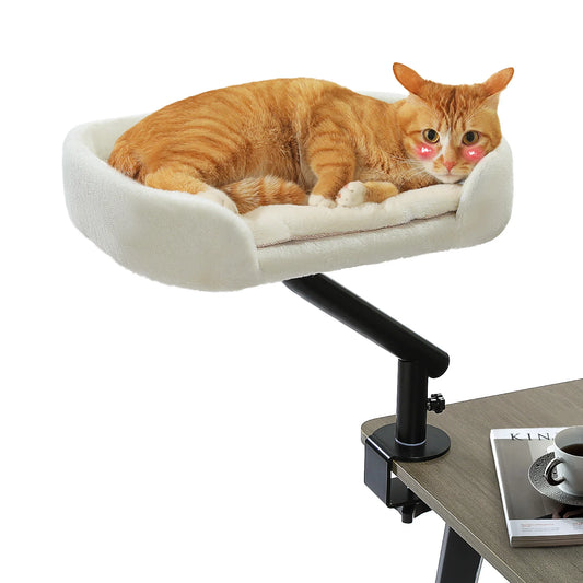 360° Rotatable Cat Desk Bed with Adjustable Stand - front view