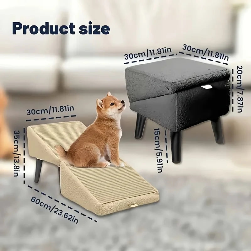 Foldable 2-in-1 Pet Ramp & Stairs for Dogs, Universal Dog Steps for Small & Large Dogs, Space-Saving Pet Ramp for Bed And Sofa JUYHGV