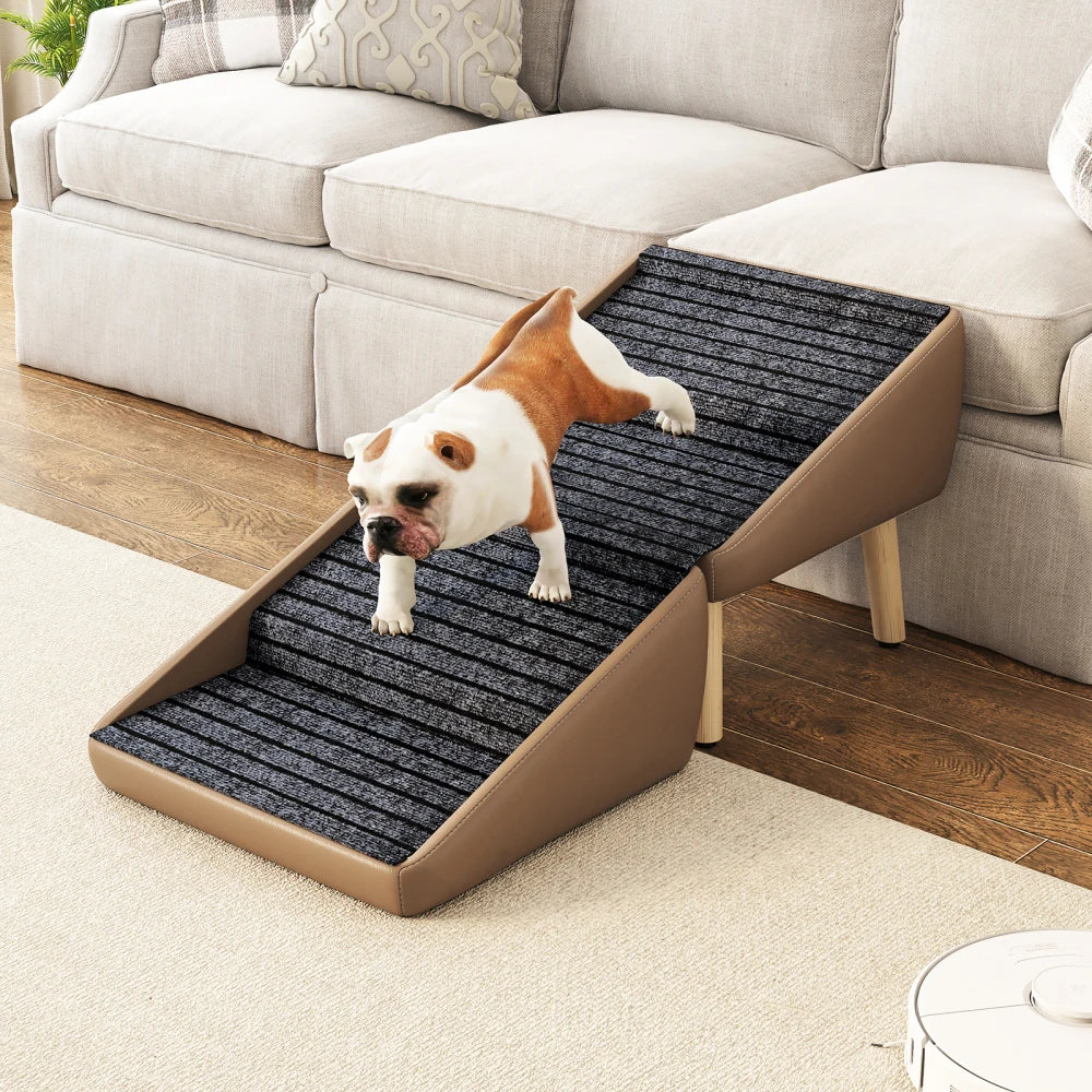 Dog Stairs for Small Dogs and Cats, Dog Ramp for Couch and Bed, Foldable 2-in-1 Wooden Pet Steps for Puppy, Split Ottoman Design