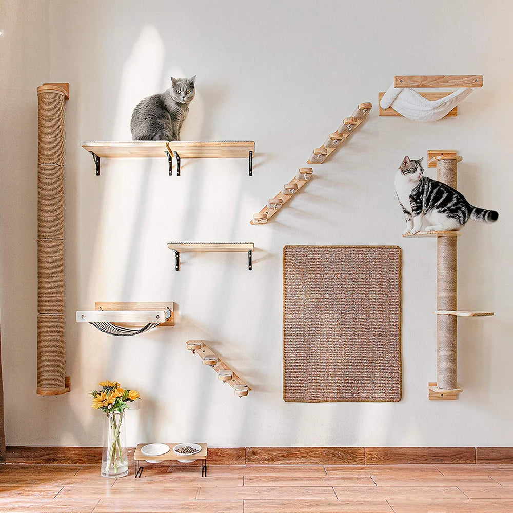 Wall-Mounted Cat Climbing Shelf with Sisal Steps product image 3