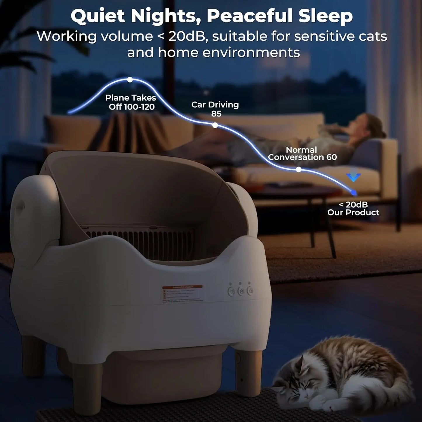 Extra-Large Smart Self-Cleaning Cat Litter Box, App Control